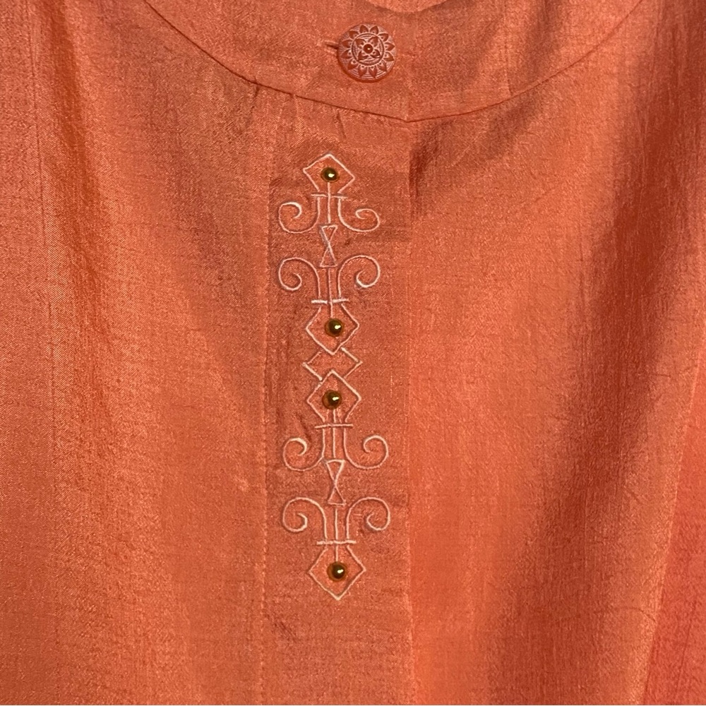 Solid Peach Button Front Blouse Size Medium By Pa… - image 5
